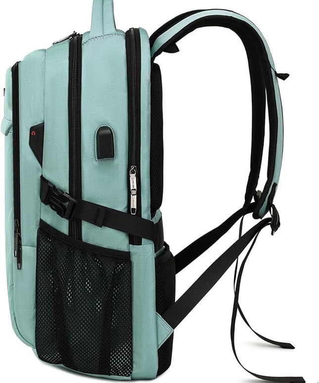 DUSLANG 17 Inch Laptop Backpack for Travel Water Resistant College Backpack for Men/Women Laptop Bag with USB Charging Port and Clear Cosmetic Toiletry Bag, Green A