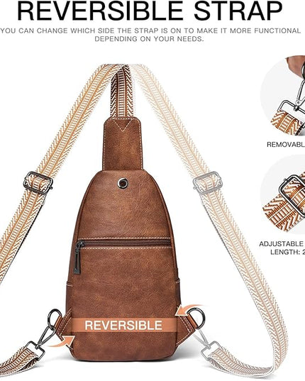 7L Sling Bag for Women Men Leather Small Sling Backpack Daypack Anti Theft Fanny Pack Crossbody Purse Travel