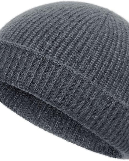 vidsel Thin Wool Fisherman Beanie Hat for Men Women Fall Winter,Short Knit Cuffed Fashion Trawler Skull Cap,Watch Cap