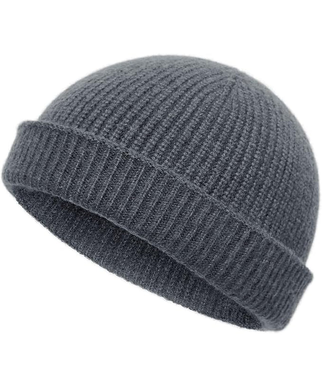 vidsel Thin Wool Fisherman Beanie Hat for Men Women Fall Winter,Short Knit Cuffed Fashion Trawler Skull Cap,Watch Cap