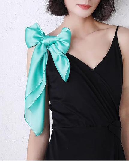 CHUNG Women's Square Satin Scarf 27.5" Bandanas Solid 50s Retro Neck Scarves Emulation Silk Handbag Hair Ribbons Necktie