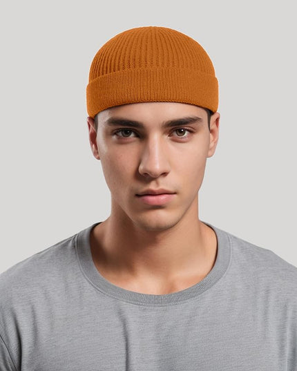 vidsel Thin Wool Fisherman Beanie for Men Women, Short Knit Cuff Trawler Watch Hats