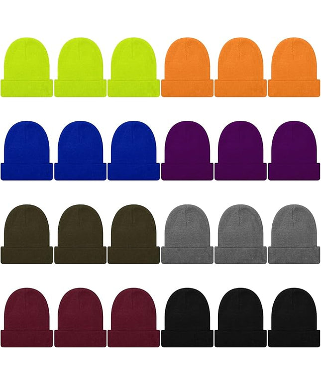 Winter Beanie Hats Bulk for Men Women Beanie Cap for Donation Cozy Knitted Cuffed Skull Cap Gift Soft Ski Hat