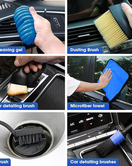 Viewsun Car Cleaning Kit, Car Interior Detailing Kit with High Power Handheld Vacuum Cordless Rechargeable, Detailing Brush Set, Windshield Cleaner, Complete Auto Accessories for Men, Women Gift
