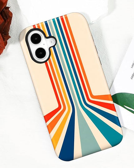 Magnetic for iPhone 16 Case Cute Frog Stripes Phone Case, Summer Shockproof Slim TPU and Hard PC Protective Phone Cover Compatible with MagSafe Designed for Women Girls
