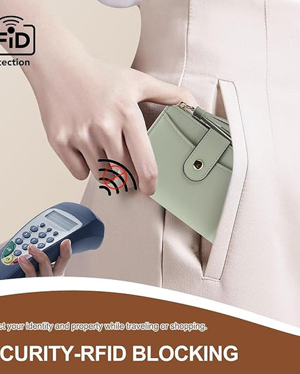yiijay Small Wallet for Women RFID Blocking Tassle Bifold Slim Thin Leather Wallet Credit Card Holder Wallet Ladies Mini Wallet with Widened Zipper Pocket