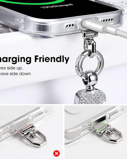 Elastic Phone Lanyard with Phone Tabs, Stretchy Braided Cellphone Wrist Strap and Keys Keychain