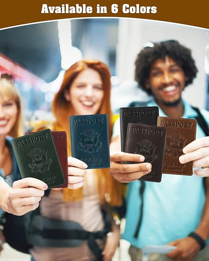 Jack&Chris Leather Passport Holder, Passport Travel Wallet Cover Case for Men Women, Leather Travel Documents Organizer Protector, JC105-Black
