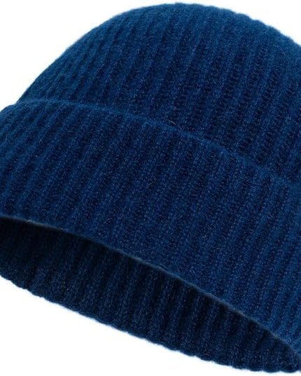 Villand 100% Cashmere Ribbed Cuffed Hat for Men, Ultra-Soft Men's Pure Cashmere Winter Ski Beanie
