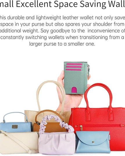 ilovever Slim Wallet for Women Small Leather RFID Blocking Credit Card Holder Minimalist Front Pocket Wallet with Coin Purses & Pouches,Green