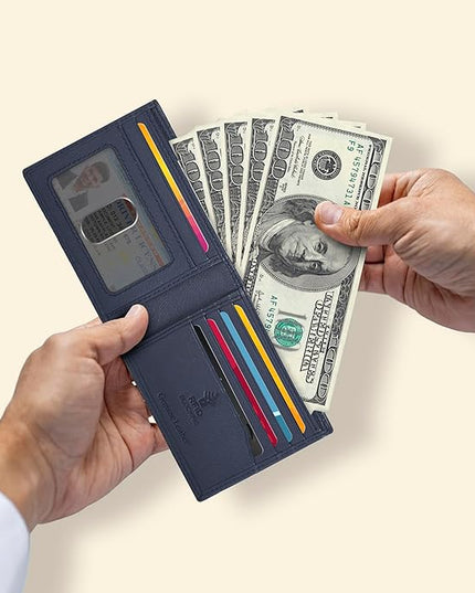 Oak Leathers Slim Leather Wallet for Men - RFID Wallets Credit Card Holder Ultra Thin Gift for Mens, Front Pocket Minimalist Design