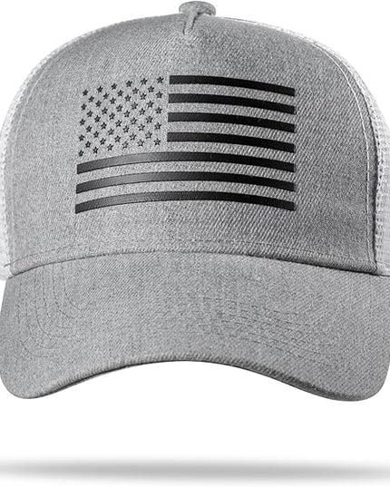 American Flag Trucker Hat - Snapback Hat, Baseball Cap for Men Women - Breathable Mesh Side, Adjustable Fit - for Casual Wear
