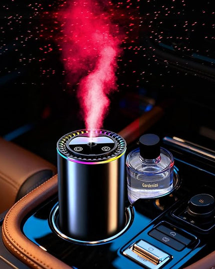 Smart Car Air Freshener Diffuser, Car Essential Diffuser with Starry Sky Projection, Auto On/Off, 3 Mode Adjustable Rechargeable Aroma Diffusers, Design for Bedroom, Office, Restrooms