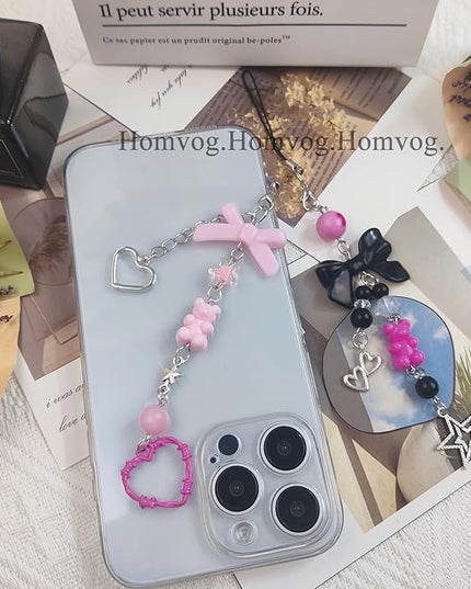 1-4PCS Cute Phone Charms Aesthetic Y2K Cell Phone Charms Strap Pink Strawberry Butterfly Star PhoneCharm Y2K Accessories for Bag Keychain Airpods Camera Pendants Decor