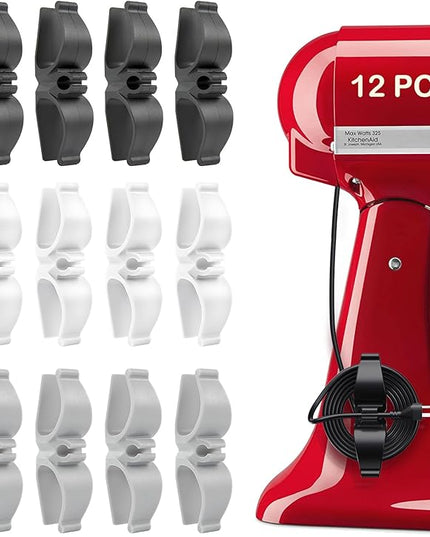 Cord Organizer for Appliances, 12 Pack Upgraded Kitchen Appliance Cord Organizer Stick On Appliance Wire Organizer Wire Wrapper for Kitchen Appliances Mixers, Coffee Maker, Pressure Cooker