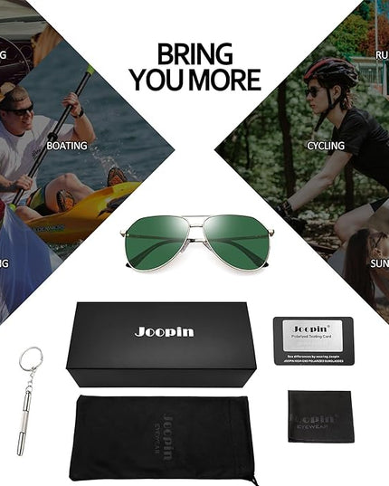 Joopin Polarized Metal Aviation Sunglasses Men, Classic Military Sun Glasses Women, Rectangle Shades UV400 Protection Costume