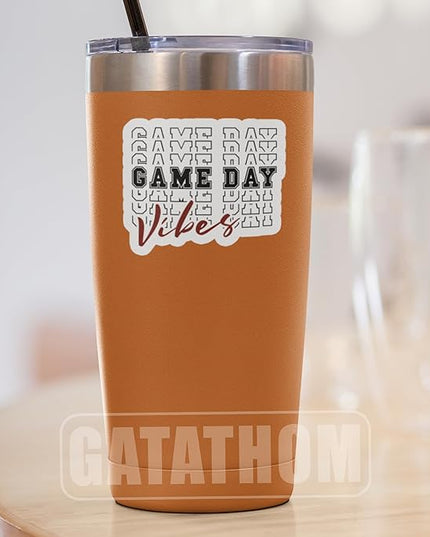 (3PCS) Game Day Vibes Football Sticker Decals Football Accessories Football Lover, Waterproof Vinyl Decal for Laptop Mug Tumbler Scrapbook Water Bottle Phone Case, Size 3" x 2.6 "