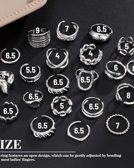 KISS WIFE Goldenen Silvery Black Kunckle Rings Set for Women, Dainty Simple Trendy Cute Stackable Finger Rings Pack, Perfect for Stacking Layering on Thumb and Knuckle, Mixed Size, Jewelry Gift