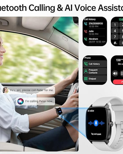 Smart Watches for Women Men with Bluetooth Call & AI Voice, 1.85" HD Fitness Tracker with Heart Rate SpO2 Sleep Monitor, 100+ Sports Modes,Mini Games, IP68 Waterproof Smartwatch for Android iOS Phones