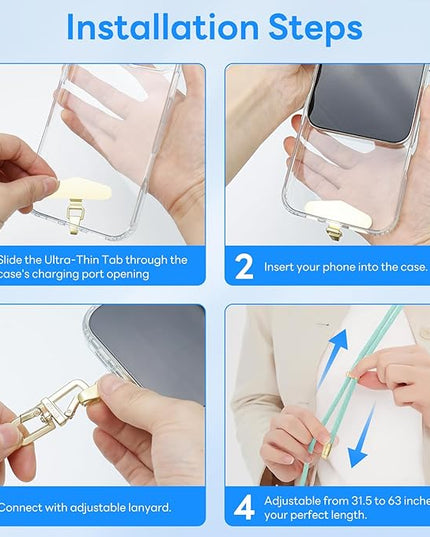 Adjustable Anti-Theft Phone Lanyard Neck & Crossbody Strap with 0.2mm Metal Tab & Comfort-Fit 8mm Rope (Blue)