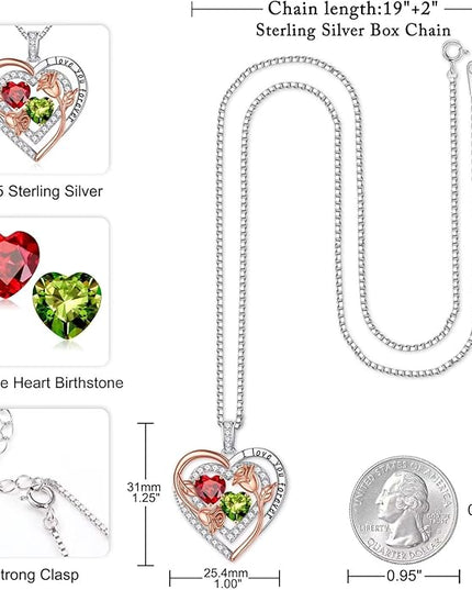 Iefil Christmas Gifts for Women - Sterling Silver Birthstone Necklace Anniversary Birthday Gifts for Her Wife Mom Daughter