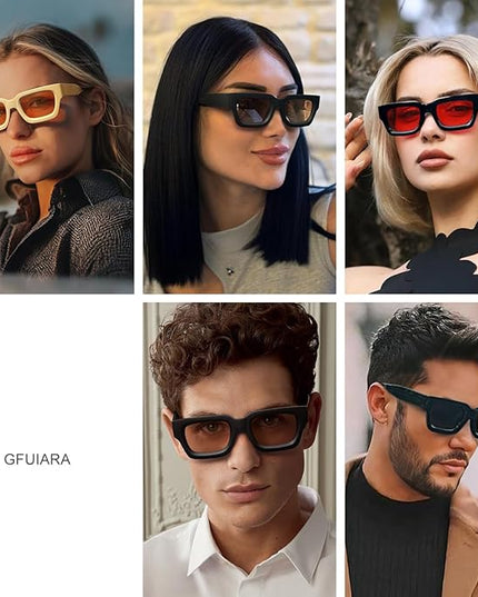 Trendy Square Sunglasses for Men Women Fashion Thick Rectangle Sun Glasses UV Protection Shades Designer Style