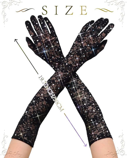 Campsis Floral Lace Gloves Long Lace Gloves