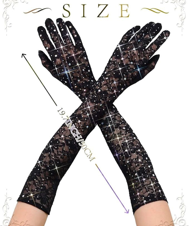 Campsis Floral Lace Gloves Long Lace Gloves