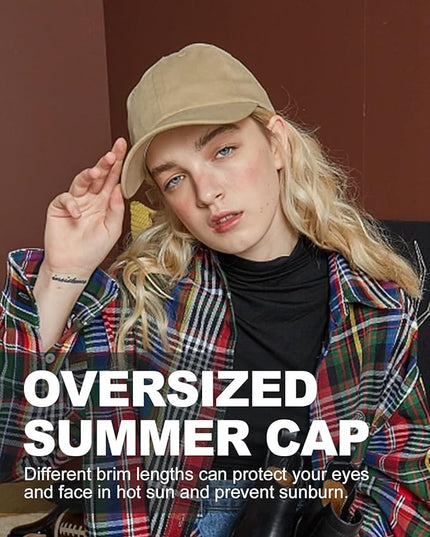 Zylioo XL XXL Oversize Baseball Cap, 100% Cotton Adjustable Dad Hat for Big Heads 23.5"-25.5", Soft Crown Large Size Cap