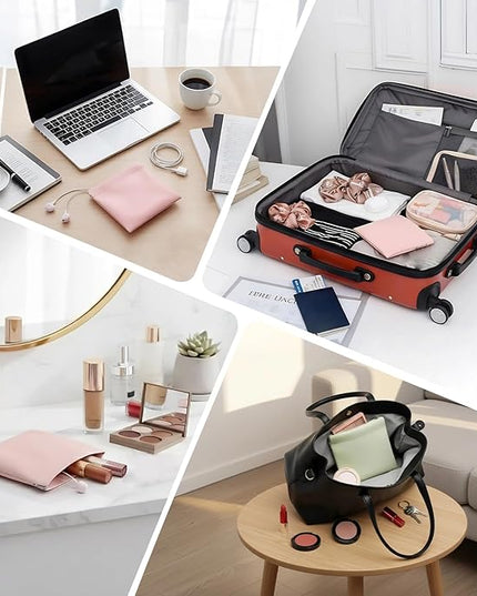 4Pcs Personalized Snap Closure Leather Organizer Pouch,Portable Small Makeup Bag for Women,Coin Purse Lipstick Cosmetics Accessories Organizer,Small Travel Kit Storage Pouch ﻿ (C)