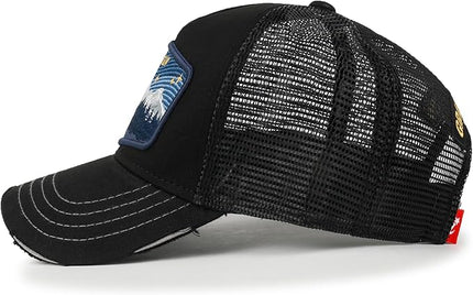 ililily Premium Howels Embroidery Vintage Baseball Cap Distressed Trucker Hat