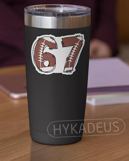 (3 Pcs) Football 67 Sticker Six Seven Funny Gen Alpha Meme Stickers – 67 Gifts for Coaches, Players, Goalies, Waterproof Vinyl Decals for Water Bottle, Tumbler, Laptop, Phone Case, 3" x 2.2"