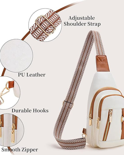 FALAN MULE Crossbody Bags for Women Trendy Leather Sling Chest Bag Fanny Packs for Women