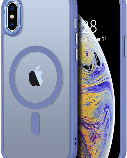 Hython Case for iPhone X Case, for iPhone Xs Case Magnetic Translucent Matte Phone Cases 5.8" [Compatible with MagSafe] Thin Slim Fit Shockproof Bumper Hard Protective Cover for Women Men, Light Blue