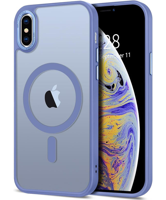 Hython Case for iPhone X Case, for iPhone Xs Case Magnetic Translucent Matte Phone Cases 5.8" [Compatible with MagSafe] Thin Slim Fit Shockproof Bumper Hard Protective Cover for Women Men, Light Blue
