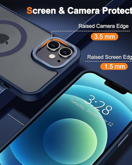 Hython Case for iPhone 12 Case Magnetic Translucent Matte Phone Cases 6.1" [Compatible with MagSafe] Thin Slim Fit Shockproof Bumper Hard Protective Cover for Women Men Girls, Deep Blue