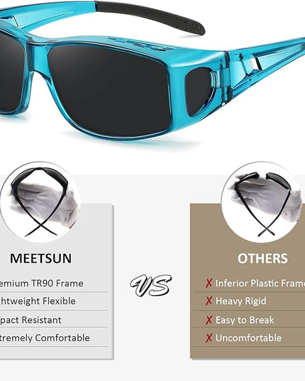 MEETSUN Fit Over Glasses Sunglasses for Men Women,Wrap Around Sunglasses Polarized UV400 Protection