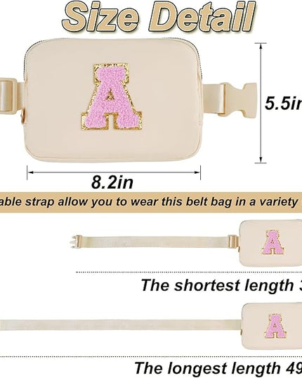 Uygafly Belt Bag Fanny Pack Crossbody Bags with Initials Letter Patch Cute Stuff Birthday Gifts for Teenager Girls Trendy Stuff for Teens | Khaki,A