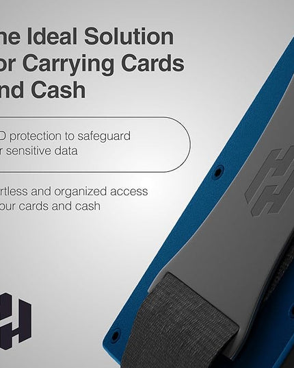 Hayvenhurst Wallet For Men - Reinvented Design Men's Wallet - Slim, Minimalistic & Seamless, Blocks RFID Scanners with a Cash Strap (Navy)