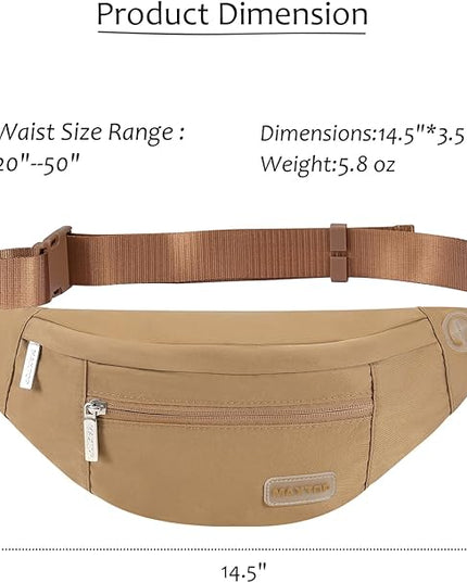 MAXTOP Large Crossbody Fanny Pack with 4-Zipper Pockets,Gifts for Enjoy Sports Festival Workout Traveling Running Casual Hands-Free Wallets Waist Pack Phone Bag Carrying All Phones