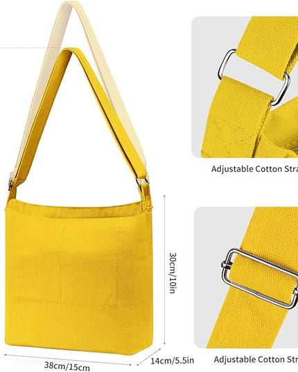 Women's blank large Size Canvas Crossbody Tote Handbags Shoulder Bag