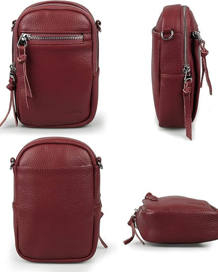 befen Genuine Leather Crossbody Cell Phone Purse for Women, Small Zip Around RFID Blocking Crossbody Wallet Bags
