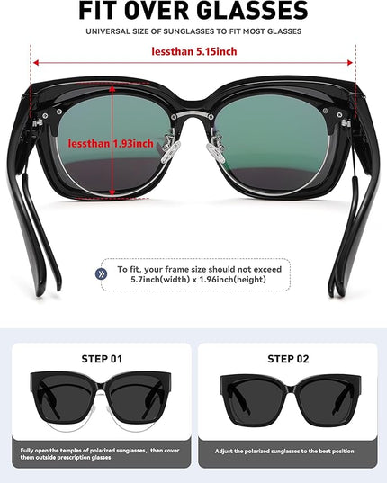 MEETSUN Oversized Fit Over Glasses Sunglasses for Women Men Large Trendy Polarized Sunglasses for Driving UV Protection