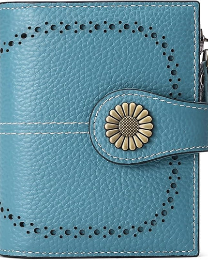 SENDEFN Small Womens Wallet Leather Bifold Card Holder RFID Blocking with Zipper Coin Pocket