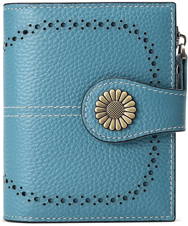 SENDEFN Small Womens Wallet Leather Bifold Card Holder RFID Blocking with Zipper Coin Pocket