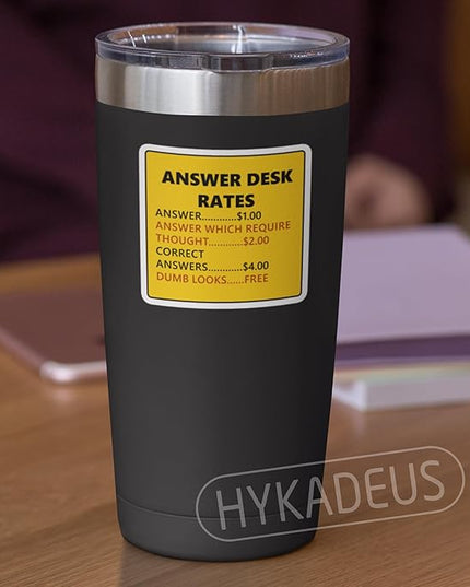 (3Pcs) Answer Desk Rates Stickers Humorous Quotes for Office Decor, Hilarious Funny Gag Gifts for Coworkers Sarcastic Waterproof Vinyl Decal for Water Bottle Desk Laptop Phone Scrapbook, 3" x 2.8"