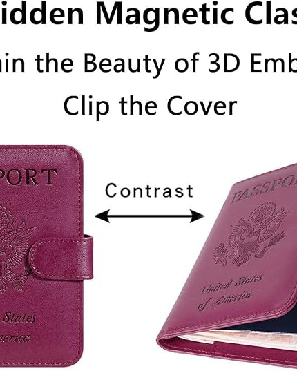 Airtag Passport Holder Cover Wallet RFID Blocking Leather Case Travel Essentials Luggage Accessories Travel Must Have(118#Purple)