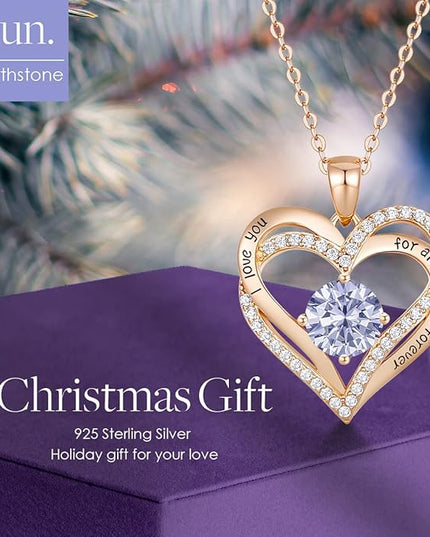 CDE Forever Love Heart Necklaces for Women, Wedding Anniversary, Birthday Mothers Day Christmas Day Gifts for Mom, Mother, Wife, friend, S925 Silver Jewelry with Birthstone Pendant