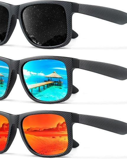 KALIYADI Sunglasses Men Polarized Sun glasses for Mens Womens Classic Matte Black Frame UV Protection 3pack