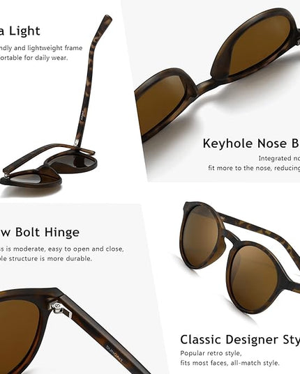 SUNGAIT Classic Vintage Round Polarized Sunglasses for Women Men Retro Style UV400